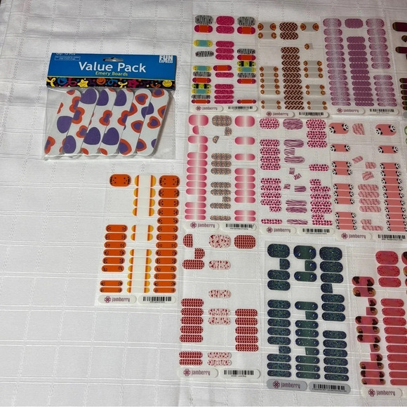Jamberry Nail Wrap Bundle - Kids Size 14 Partial and 2 Unused Sheets with Tools - Picture 3 of 5